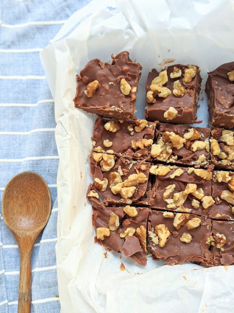 vegan walnut fudge recipe easy dairy free refined sugar free healthy freezer fudge
