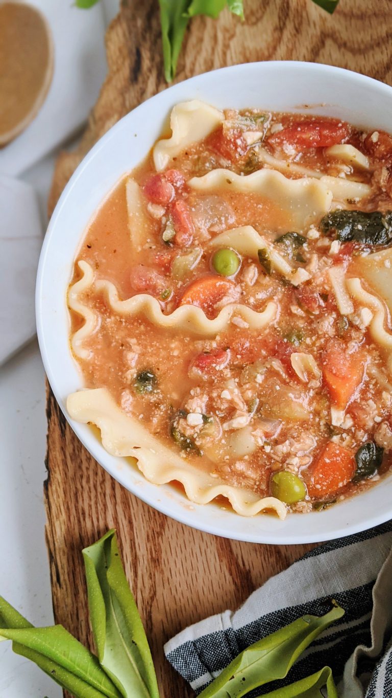 creamy vegan lasagna soup recipe high protein vegetarian meal prep soup recipes healthy plant based veganuary comfort food healthy tofu and tvp lasagne soup