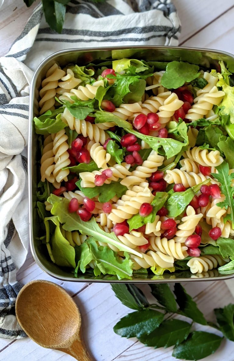 pomegranate pasta salad recipe vegan gluten free vegetarian winter pasta salad recipes
