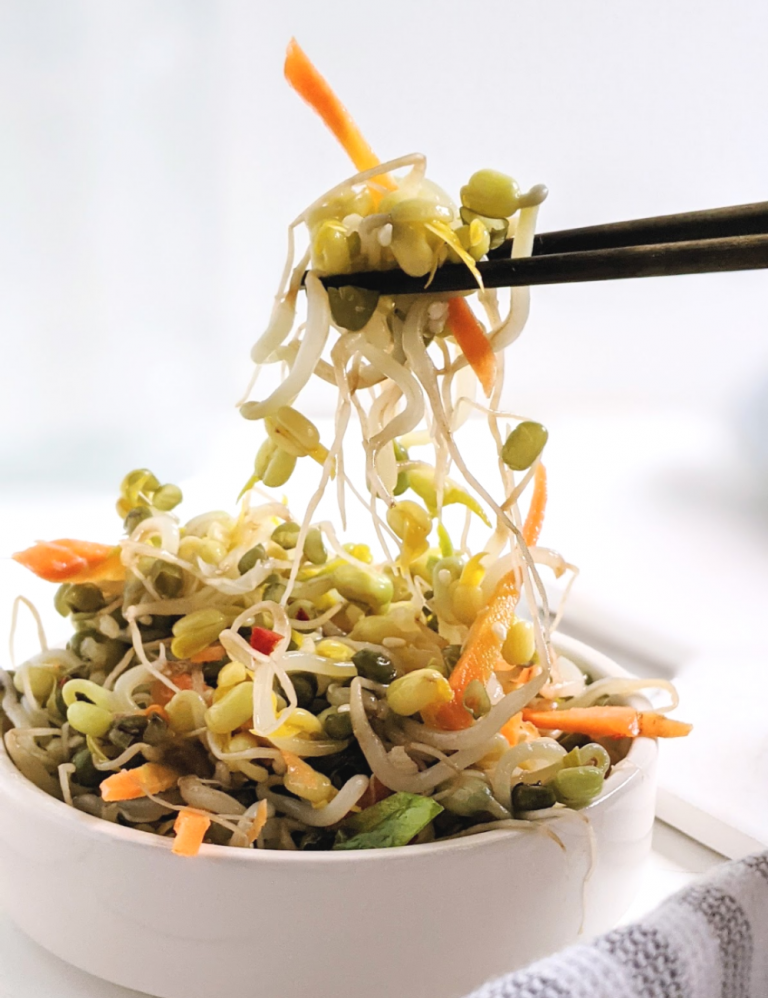 korean bean sprout salad recipe vegan gluten free bean sprout salad korean rice vinegar sesame oil garlic and carrots