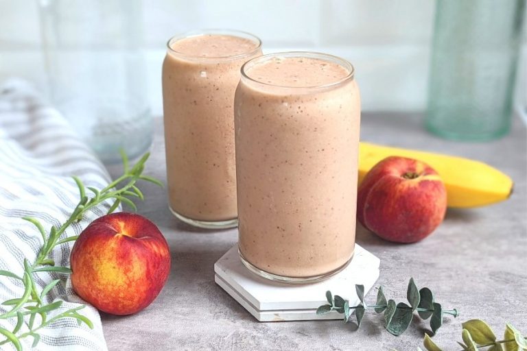 peach smoothie with bananas for breakfast recipe frozen banana in smoothie with peaches and flax seeds