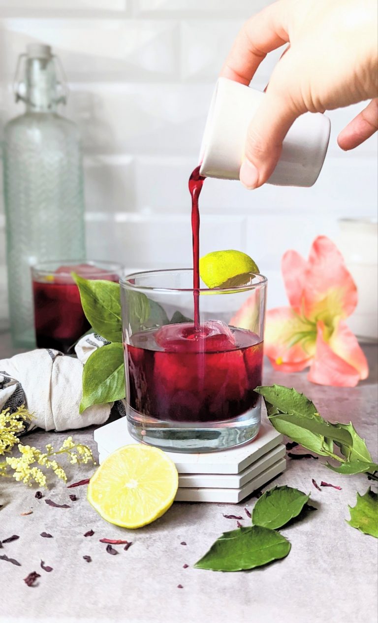 hibiscus cocktail with tequila lime agua de Jamaica cocktail with hibiscus simple syrup