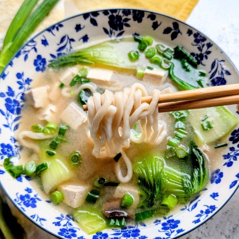 miso soup with noodles recipe with chili peppers green onions seaweed and mushrooms