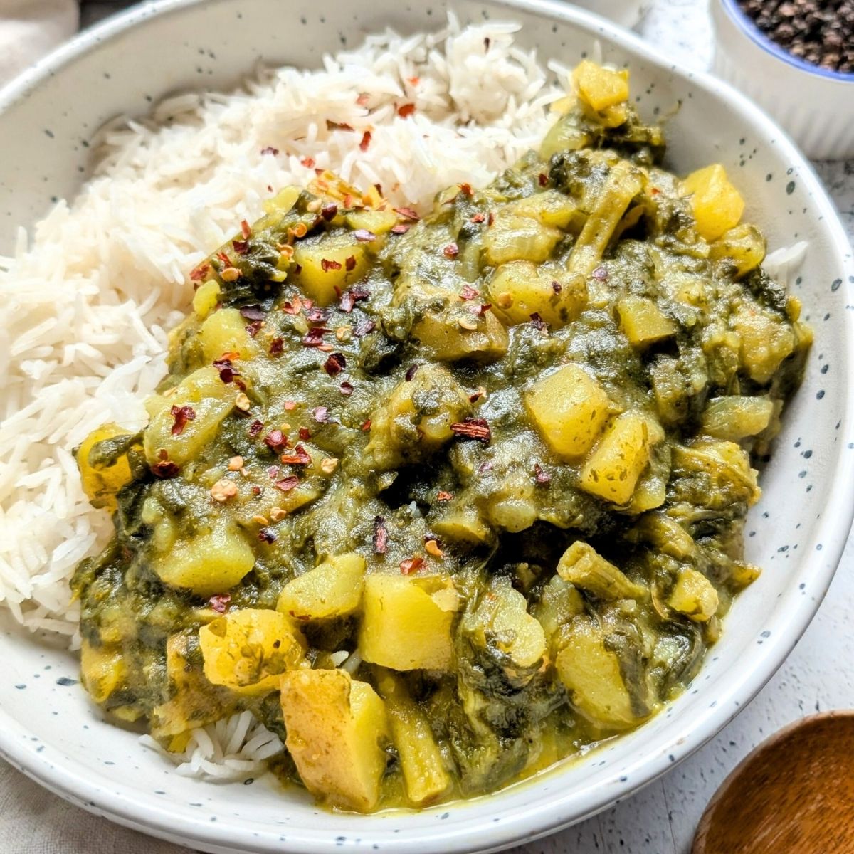 saag aloo with frozen spinach indian potato spinach curry recipe vegan gluten free vegetarian